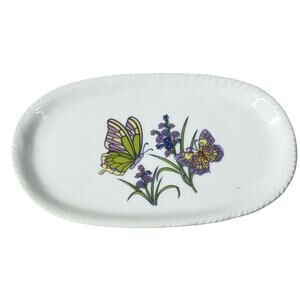 Royal Norfolk Soap Dish Trinket Ring Jewelry Dresser Tray 5.5" Purple Butterfly